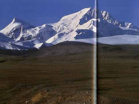 
Phola Gangchen and Shishapangma from the north - Climbing The Worlds 14 Highest Mountains book
